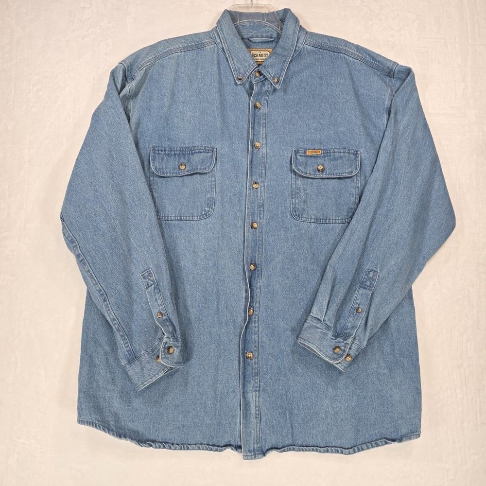 CE Schmidt Workwear Mens 2XLT Denim Shirt Blue Big Tall 100% Cotton